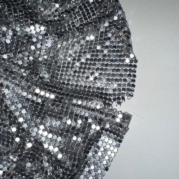 EXPRESS silver metal mesh chain mail halter party holiday Studio 54 Y2K runway - Picture 10 of 10